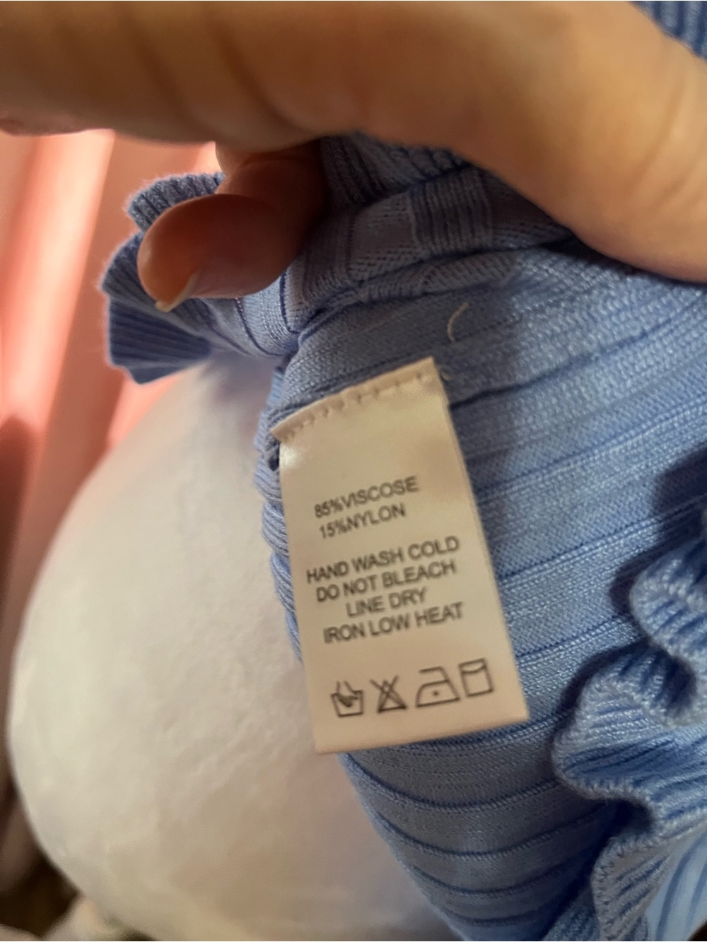 vestique Light Blue Ribbed Ruffle-Trim Button Front Top - Picture 8 of 10